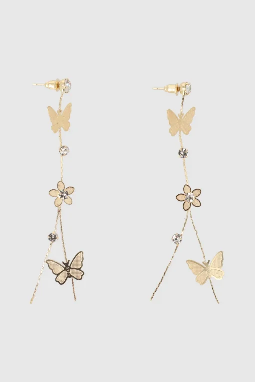 Aretes Mariposa Flor Largos