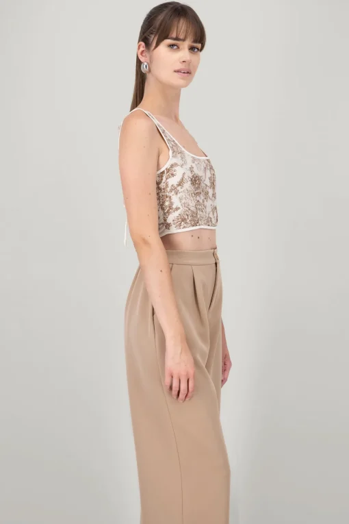 Blusa corset estampado con varilla