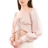 Blusa crop cintas botones