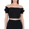 Blusa crop popelina strapless