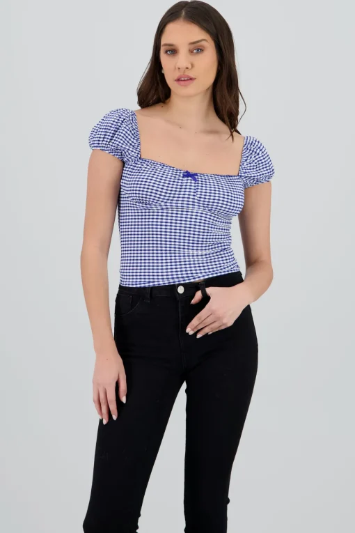 Blusa detalle moño gingham