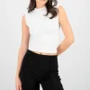 Blusa drapeada cuello alto
