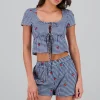 Blusa Gingham cerza detalle mono