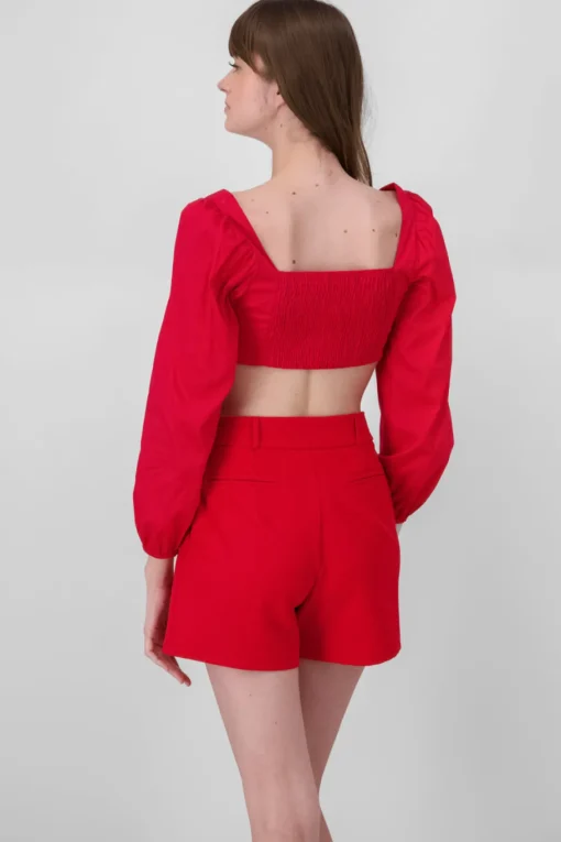 Blusa Manga Abullonada Escote Corazon