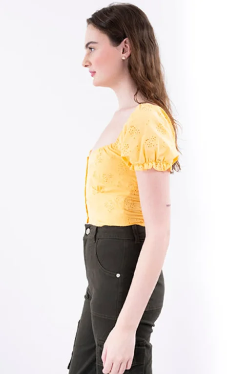 Blusa manga abullonada eyelet