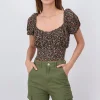 Blusa manga abullonada flores