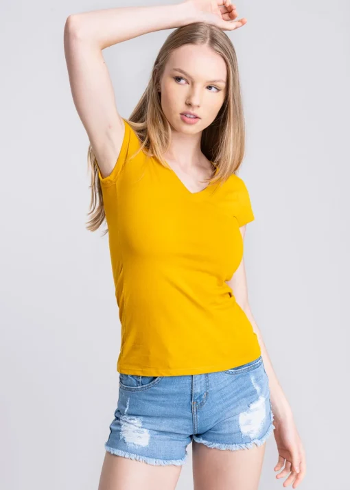 Blusa manga corta cuello v