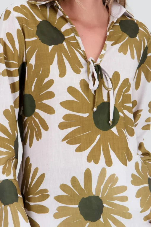 Blusa manga larga flores maxi