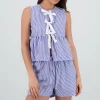 Blusa sin mangas detalle moño rayas