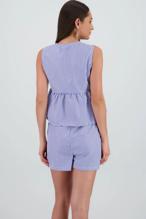 Blusa sin mangas detalle moño rayas