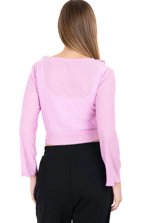 Blusa textura manga larga