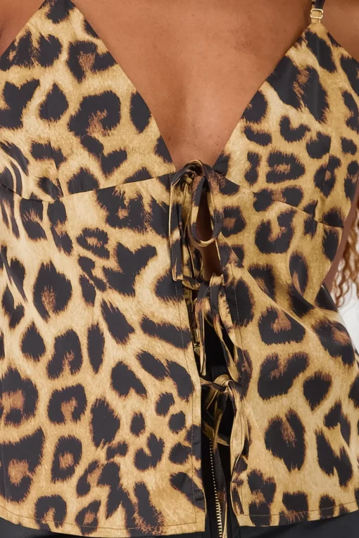 Blusa tirantes detalle moños animal print