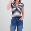 Body cuello polo manga corta rayas