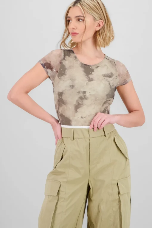 Bodysuit estampado brillos manga corta