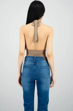 Bodysuit halter escote v