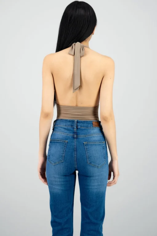 Bodysuit halter escote v