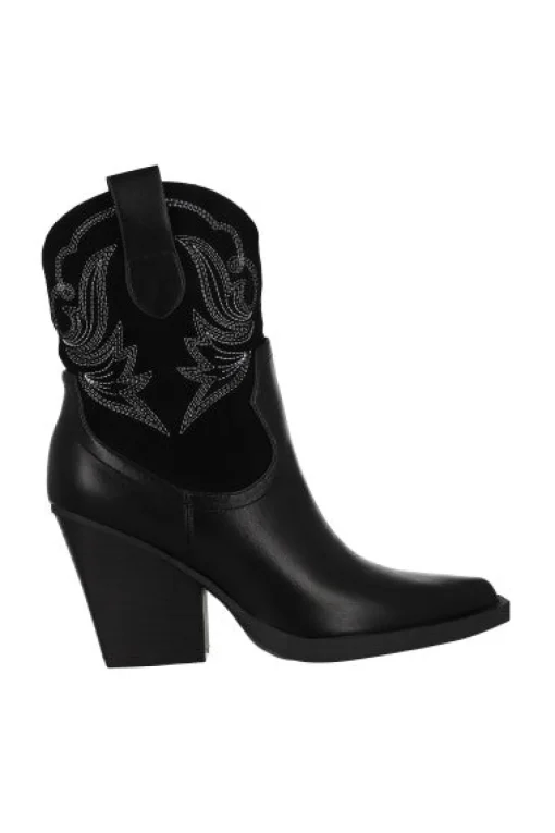 Botín vaquero suede costuras efecto piel