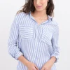 Camisa amplia elevadores manga rayas