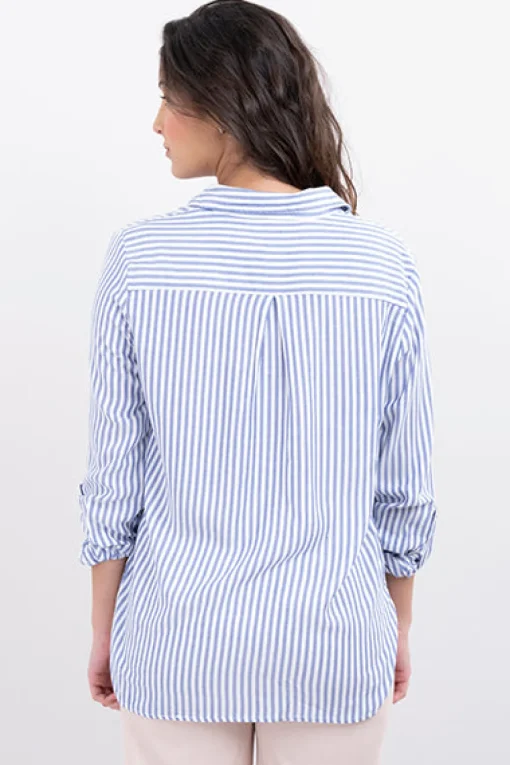 Camisa amplia elevadores manga rayas