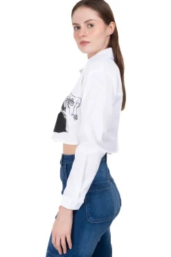 Camisa Crop Amplia Estampado