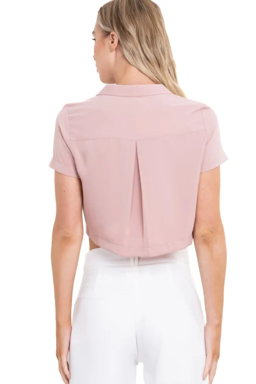 Camisa Crop Amplia Manga Corta