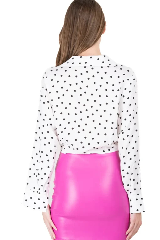 Camisa crop cruzada polka dots