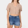 Camisa crop lisa