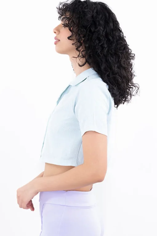Camisa crop manga corta líneas