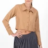 Camisa crop manga larga