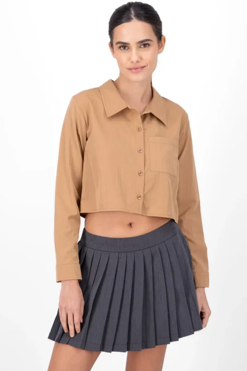 Camisa crop manga larga