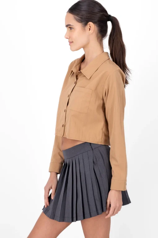 Camisa crop manga larga