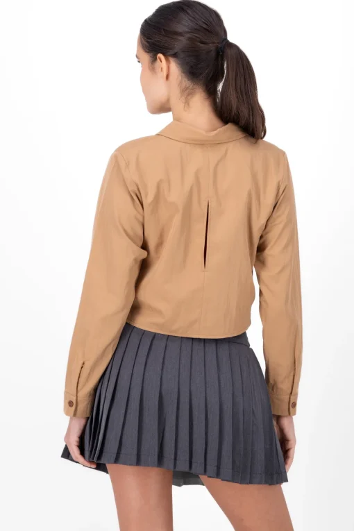 Camisa crop manga larga