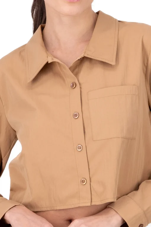 Camisa crop manga larga