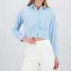 Camisa crop manga larga detalle frunce