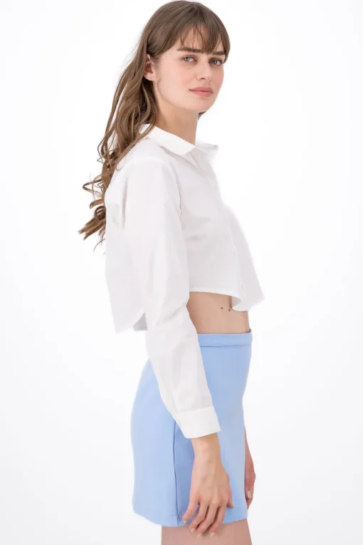 Camisa Crop Manga Larga Lisa