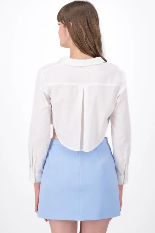 Camisa Crop Manga Larga Lisa