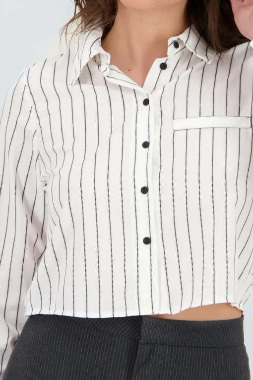 Camisa crop manga larga rayas