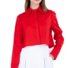 Camisa crop monocolor bolsillo