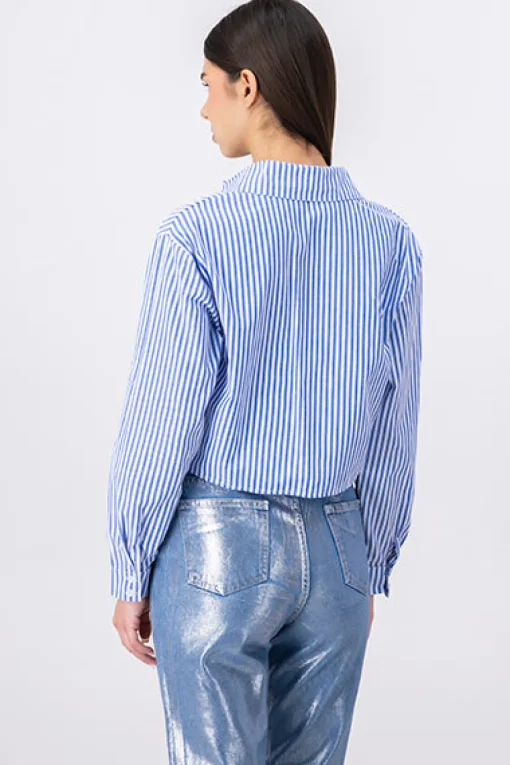 Camisa crop rayas brillos