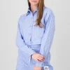 Camisa crop rayas detalle bolsas