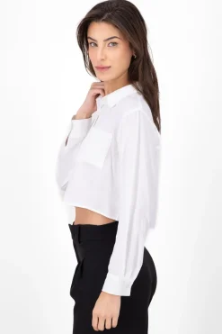 Camisa cropped de manga larga
