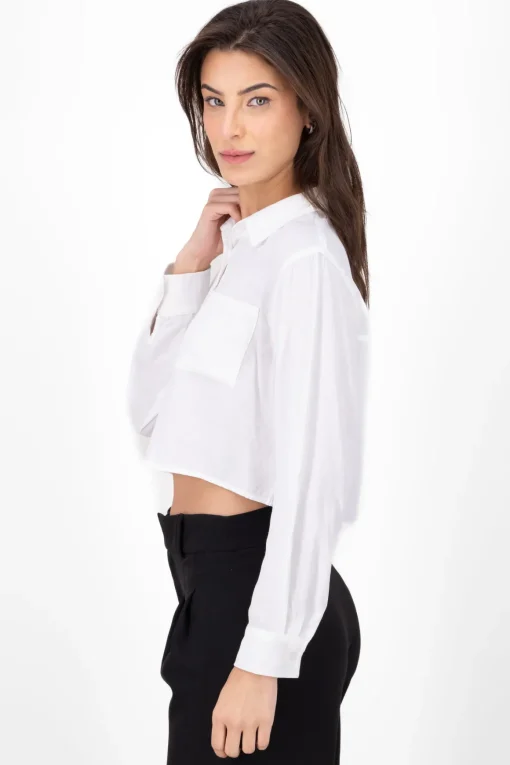 Camisa cropped de manga larga
