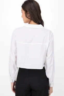 Camisa cropped de manga larga