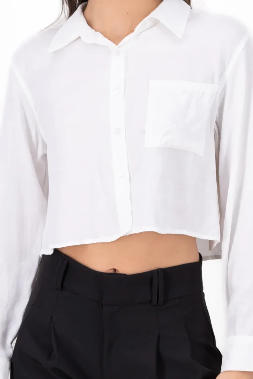 Camisa cropped de manga larga