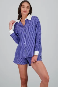 Camisa de rayas con contraste oversized