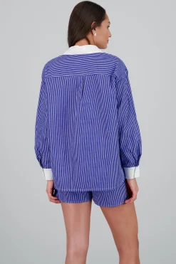 Camisa de rayas con contraste oversized