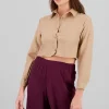 Camisa manga larga crop lisa