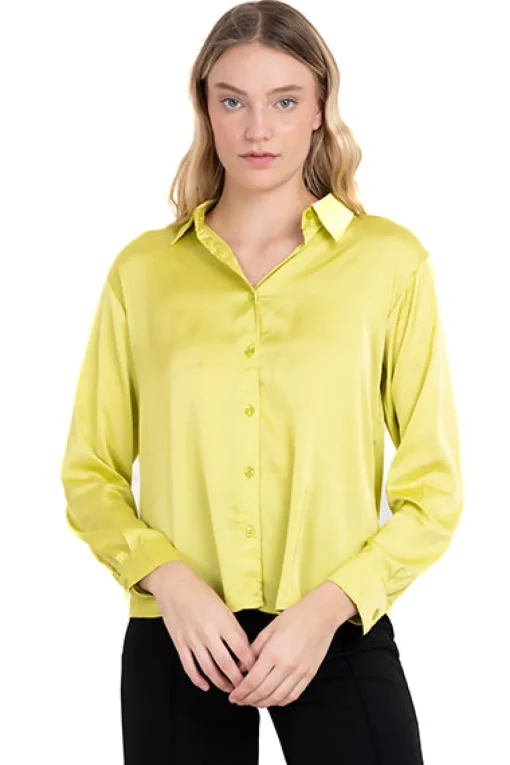 Camisa monocolor satinada