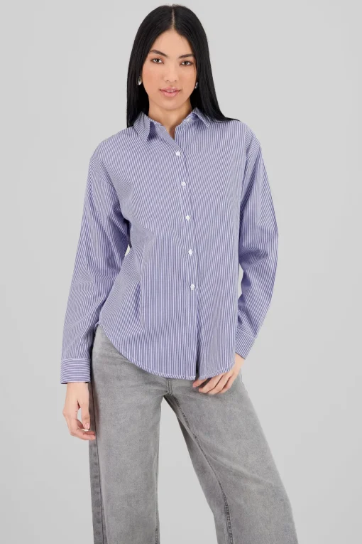 Camisa over rayas detalle abertura