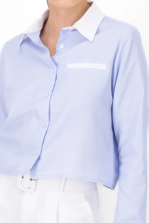 Camisa rayas puños y cuello contraste color Hyps